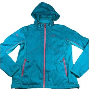 Millet Jacket Women Pink Blue Hooded Windbreaker Lightweight Full Zip S/M